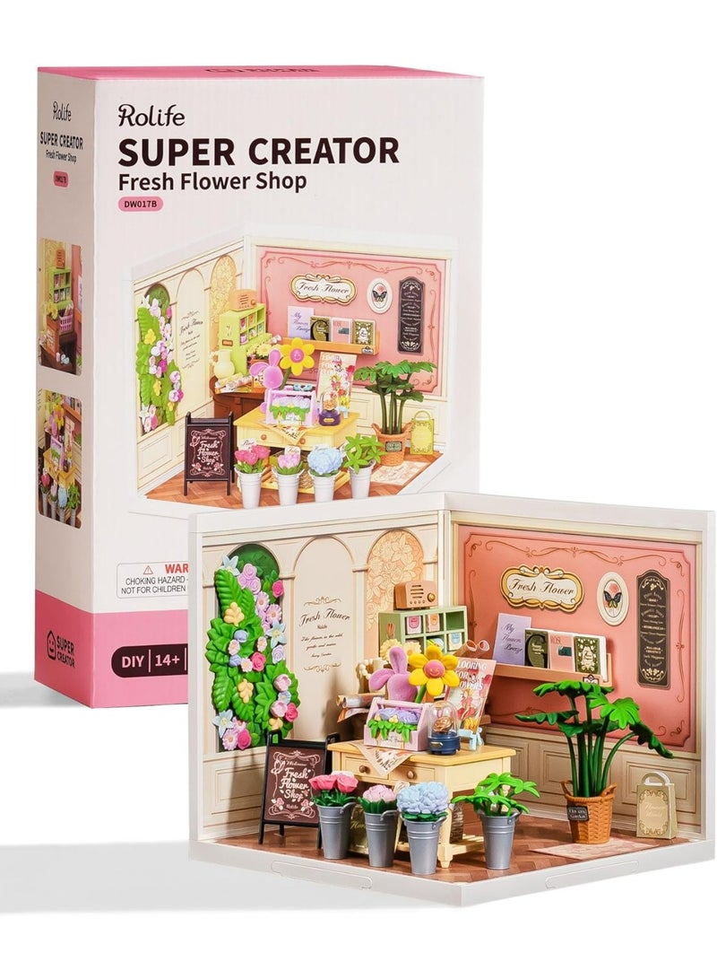 ROBOTIME 3D PUZZLE Rolife Fresh Flower Shop DIY Miniature House DW017B - Image 1