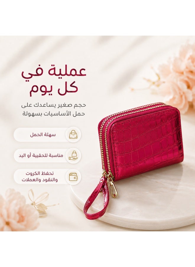 محفظة نسائية صغيرة لامعة بسوستين – بوك أنيق وعملي لحفظ النقود والبطاقات والعملات المعدنية للاستخدام اليومي - Image 2