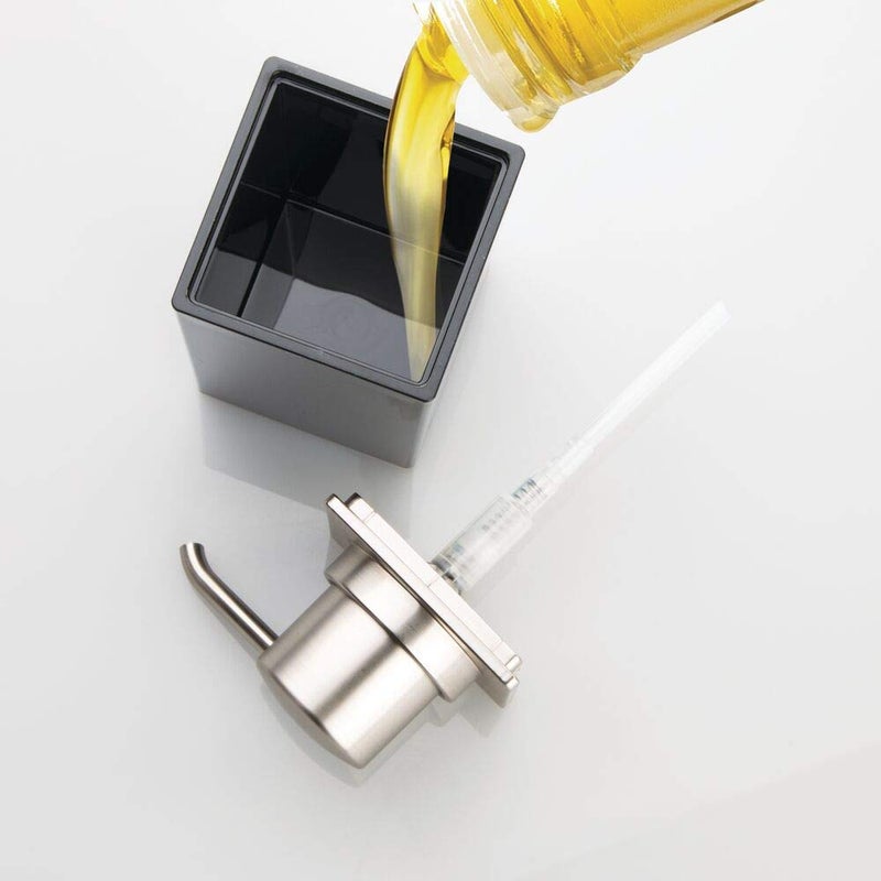 InterDesign Clarity Refillable Hand Soap Dispenser Pump Bottle Rust Proof Lotion Dispenser Holds 295 ml for Kitchen, Bathroom, Sink, Vanity - Brushed, Black (PID41387) - Image 2