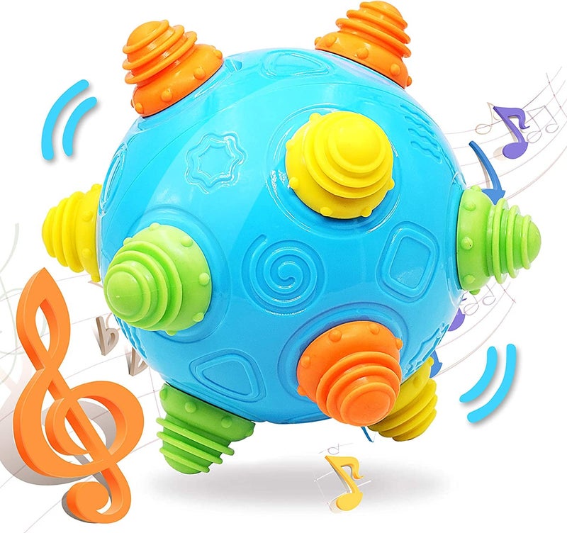 VANLINNY Toddlers Baby Music Shake Ball Toy Bumble Ball for BabiesDancing Bumpy Interactive Sounds Crawl Toy Best Bouncing Sensory Learning Gift for 3 Year Old BoysGirls