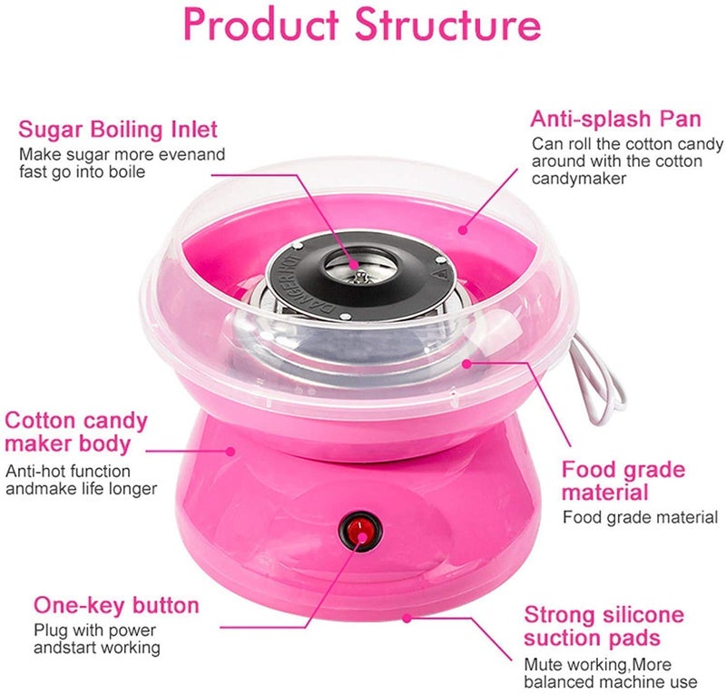 Jet Roy Cotton Candy Maker Machine Electric Sugar Floss Homemade Hard Sugar Free Candy with Detachable Splash Guard Sugar Spoon - Image 5