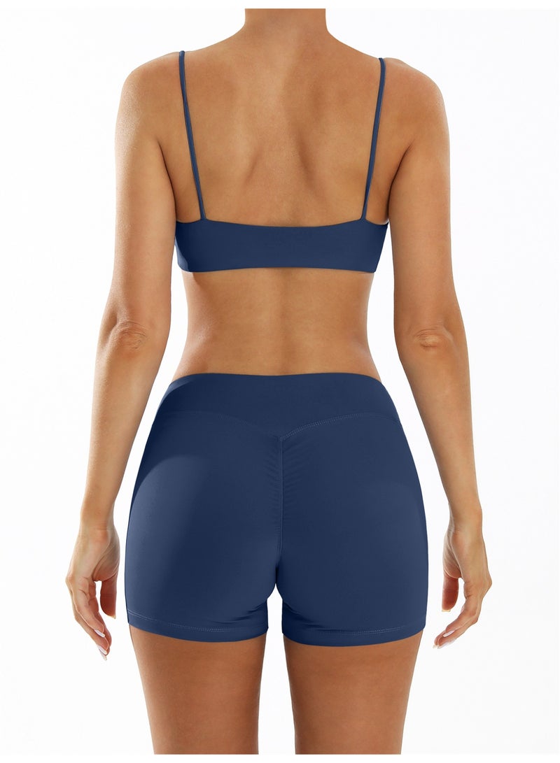 general Two Piece Workout Sets for Women Sport Bra Push Up Shorts Sportwear Tracksuits Gym Yoga Active Wear Outfits  - Image 2