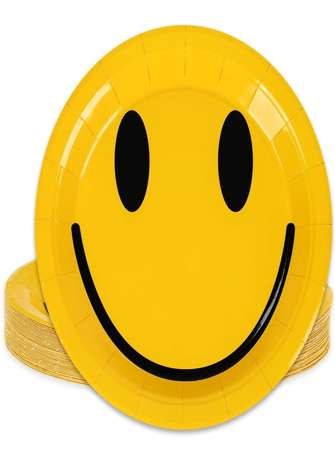 Whaline 40Pcs Smile Face Paper Plate One Happy Dude Disposable Paper Plate Yellow Preppy Appetizer Salad Plates 7 Inch for 1st Birthday Baby Shower Wedding Party Supplies Table Decor - Image 1