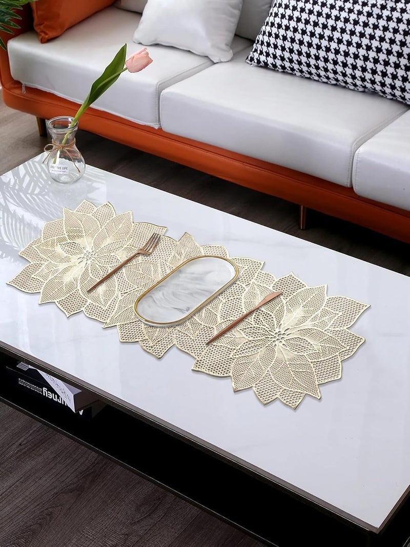 Wings Star Flower Shape Design Soft PVC Table Runner for Dining Table with Waterproof, Heat Resistant, Easy to Clean, Non-Slip Surface, (Pack of 1 Size- 92cm X 36cm - Gold RN02) - Image 4