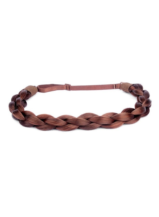 BOBIYA Chubby Narrow Synthetic Hair Braided Headband Classic Chunky Plaited Braids Elastic Stretch Braid Headband Women Girl (Burgundy) - Image 1