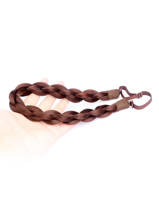 BOBIYA Chubby Narrow Synthetic Hair Braided Headband Classic Chunky Plaited Braids Elastic Stretch Braid Headband Women Girl (Burgundy) - Image 3
