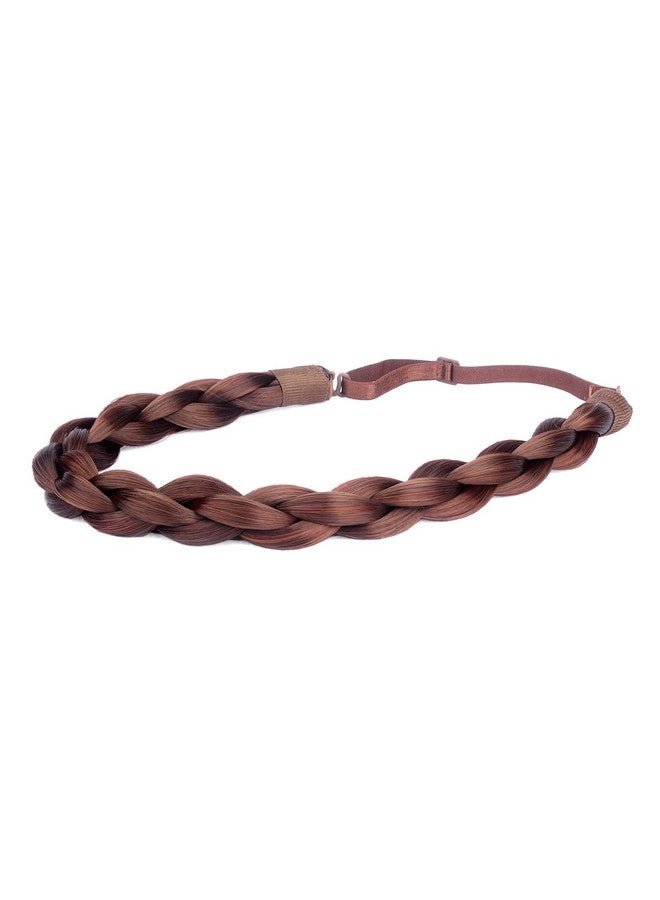 BOBIYA Chubby Narrow Synthetic Hair Braided Headband Classic Chunky Plaited Braids Elastic Stretch Braid Headband Women Girl (Burgundy) - Image 2