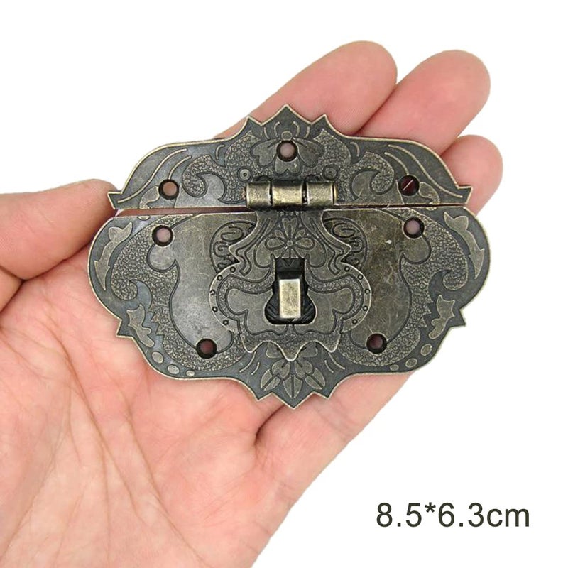 Dophee 1Pc 3.39"x2.52" Antique Embossing Decorative Brass Hasp Clasp Latch Lock with Screws for European Style Jewelry Trinket Box Decoration - Image 4