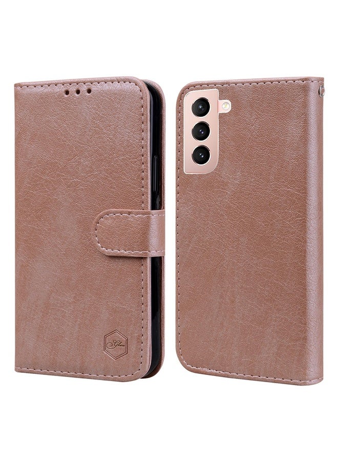 Case Cover For Samsung Galaxy S21+ Skin Feeling Oil Leather Texture PU + TPU Phone Case(Champagne)