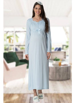 Mecit Pijama Mecit Pajamas Mecit 1924 Blue Four Piece Maternity and Postpartum Set  - Image 2