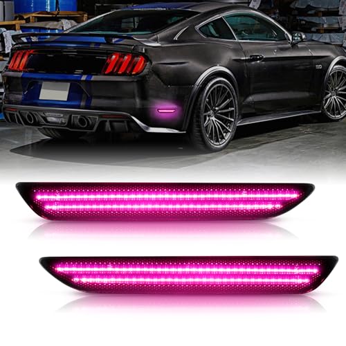 Bestview LED Side Marker Lights for Ford Mustang 2015-2023, Rear Fender Bumper side Marker Reflectors Lamps Kit Assembly,Somked Len 2PCS (Pink Purple) - Image 1
