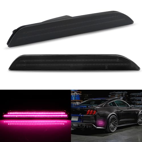 Bestview LED Side Marker Lights for Ford Mustang 2015-2023, Rear Fender Bumper side Marker Reflectors Lamps Kit Assembly,Somked Len 2PCS (Pink Purple) - Image 2
