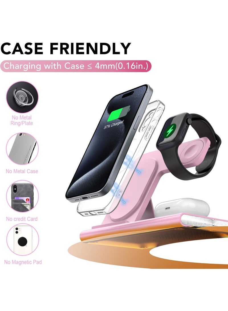 Bukela Wireless Charging Station 3 In 1 Standard 15W Fast Mag-Safe Charger Stand For IPhone16 15 14 13 12 11 X 8 Pro Max/Pro/Mini/Plus, IWatch Ultra 10/9/8 7/6/5/4/3/2 SE, AirPods 4/3/2/Pro/pro2 - Image 3