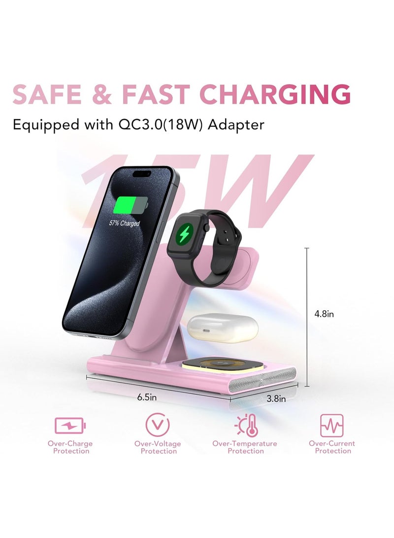 Bukela Wireless Charging Station 3 In 1 Standard 15W Fast Mag-Safe Charger Stand For IPhone16 15 14 13 12 11 X 8 Pro Max/Pro/Mini/Plus, IWatch Ultra 10/9/8 7/6/5/4/3/2 SE, AirPods 4/3/2/Pro/pro2 - Image 2