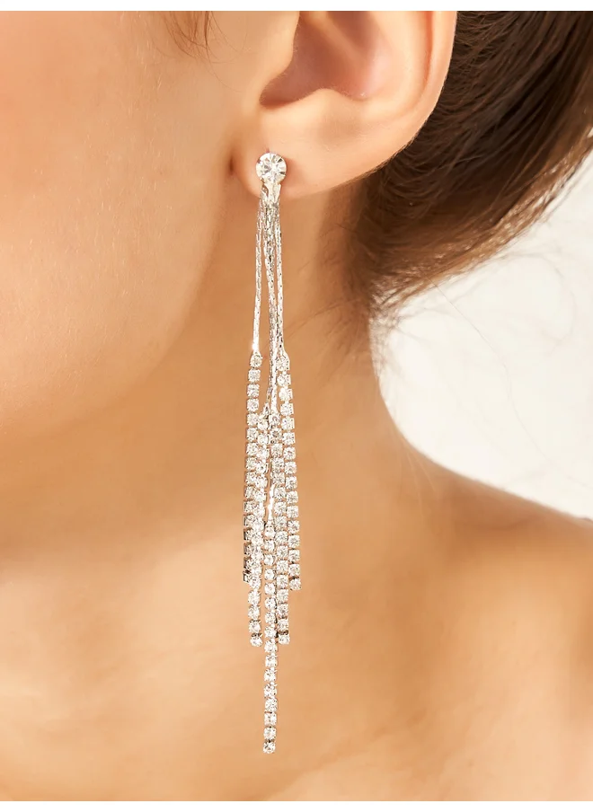 ستايلي Styli Embellished Tassel Drop Earrings