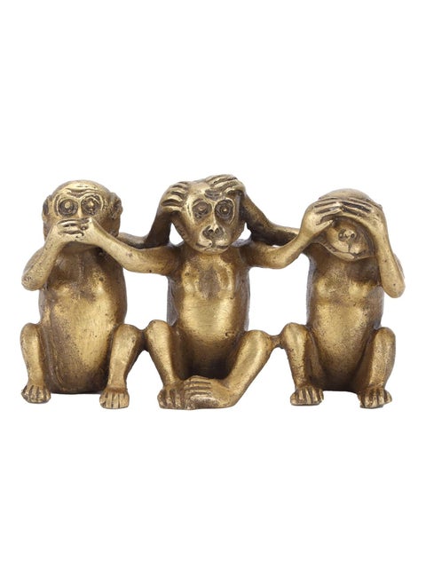 Brass Monkeys Statue, 3 Wise Monkeys Statues no Evil See no Evil Speak no Evil Figurine, Gold Modern Table Decor