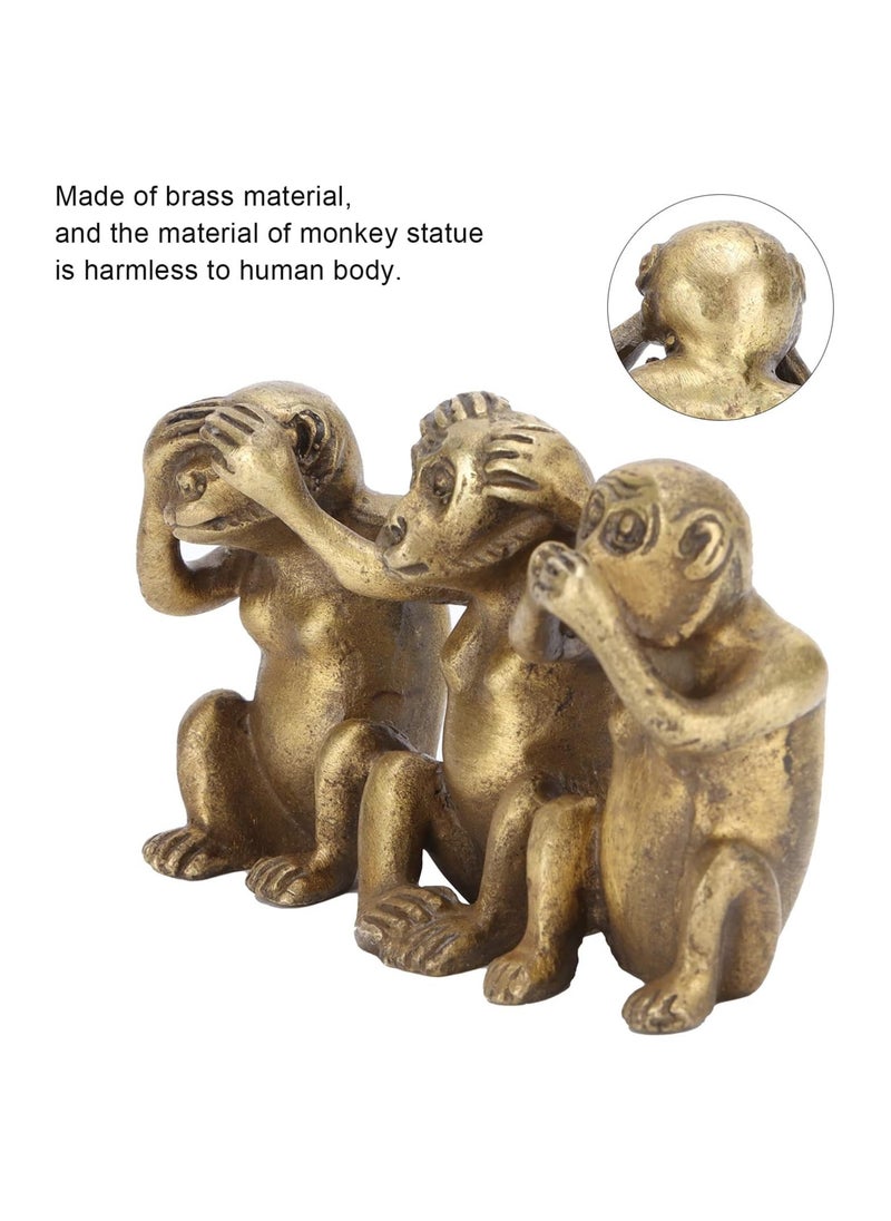 Generic - Brass Monkeys Statue, 3 Wise Monkeys Statues no Evil See no Evil Speak no Evil Figurine, Gold Modern Table Decor - Image 1