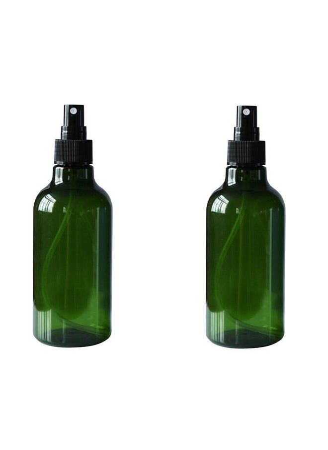 Elandy - 2Pcs 250Ml8Oz Round Pet Spray Bottle With Black Sprayermakeup Cosmetic Bath Shower Toiletries Liquid Perfume Hair Conditioner Storage Containers (Green) - Image 1
