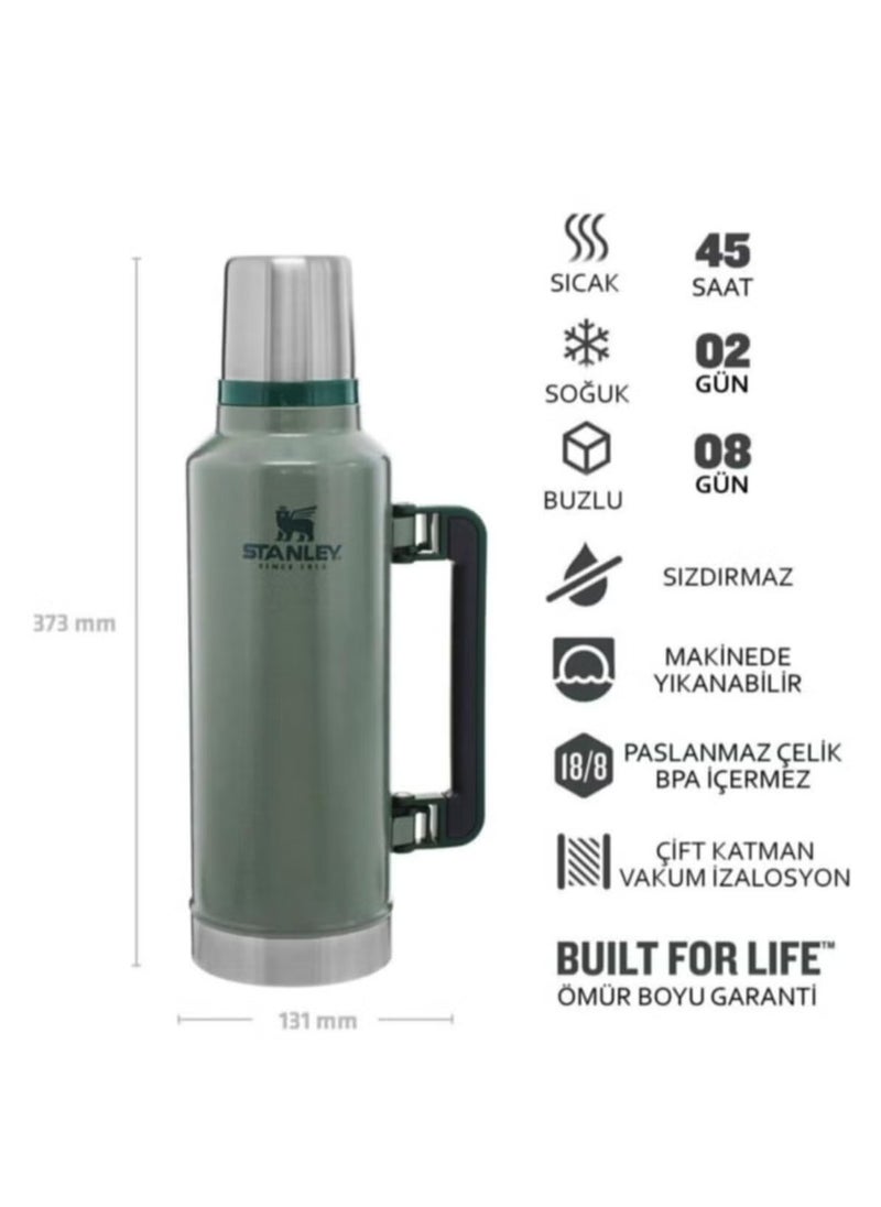 Stanley - Stanley Classic Legendary 1.9L 2.0QT Green Thermos Bottle – BPA-Free Stainless Steel, Keeps Drinks Hot for 45 Hours and Cold for 40 Hours, Leakproof Lid Doubles as a Cup, Dishwasher Safe. - Image 1