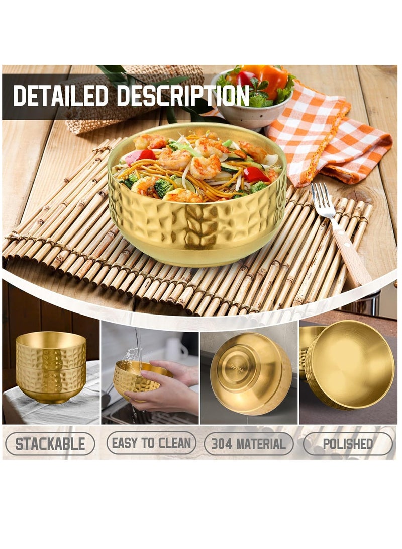 Small Bowls, Stainless Steel Double-Walled Insulated Serving Soup Bowls, 13.5 Oz Metal Ice Cream Cereal Bowl, Deep Dessert Dipping Sauce Rice Bowls for Kitchen Gold, 2 Pcs