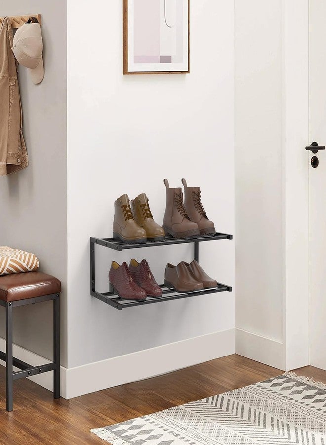 XINWXSS Wall Mounted Shoe Organizer 1 Pack, 25.9 Inch Wall Mounted Shoe Rack Holds 6 Pairs, Space Saving Metal Wall Shoe Rack for Small Space, Entryway - Image 2