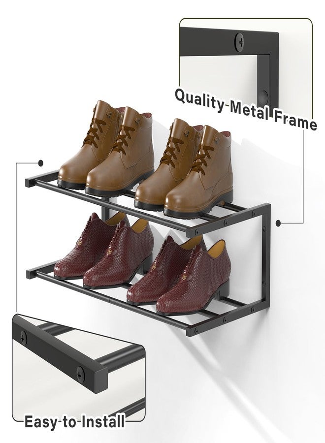 XINWXSS Wall Mounted Shoe Organizer 1 Pack, 25.9 Inch Wall Mounted Shoe Rack Holds 6 Pairs, Space Saving Metal Wall Shoe Rack for Small Space, Entryway - Image 5