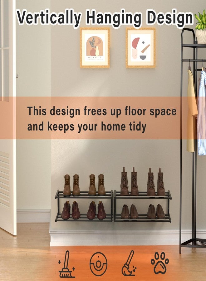 XINWXSS Wall Mounted Shoe Organizer 1 Pack, 25.9 Inch Wall Mounted Shoe Rack Holds 6 Pairs, Space Saving Metal Wall Shoe Rack for Small Space, Entryway - Image 4
