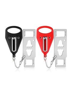 Y&D 2 Pcs Portable Door Lock Home Security Door Locker Travel Lockdown Door Locker Perfect For Traveling Hotel Apartment College Dormitory Safety(1X Red 1 X Black)  - Image 1