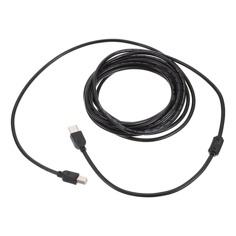 كابل USB للطابعة بالنواة النحاسية 2.0 بطول 5 أمتار للاستخدام المكتبي في الطباعة والماسح الضوئي، كابل بيانات USB أسود - Image 1
