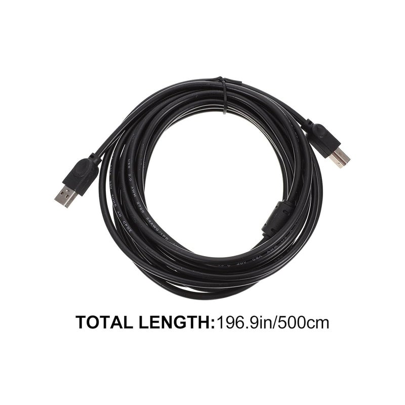 كابل USB للطابعة بالنواة النحاسية 2.0 بطول 5 أمتار للاستخدام المكتبي في الطباعة والماسح الضوئي، كابل بيانات USB أسود - Image 2