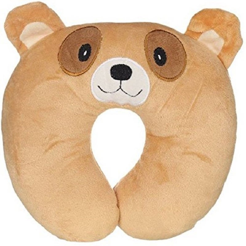 Teeny Weeny Cute Baby Pillow U Shape Headrest Cartoon Design Kids Baby Pillow Neck Protector (Light, Brown) (0-3 Years) - Image 1