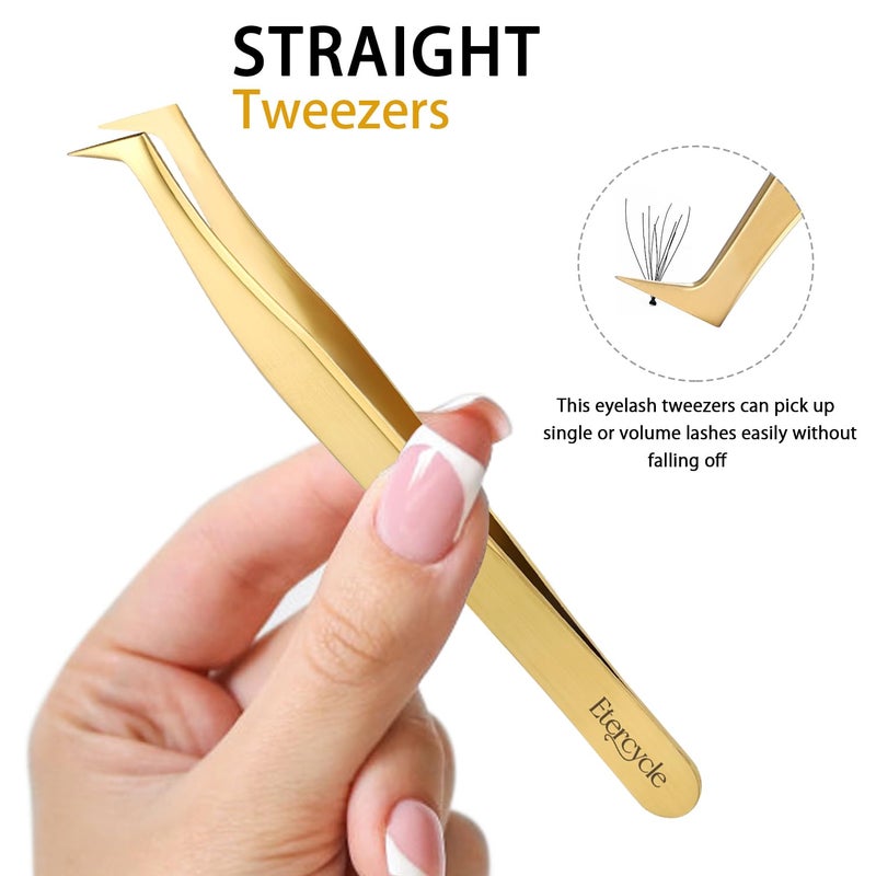 Etercycle High Precision Lash Tweezers Set - Includes 3 Stainless Steel Eyelash Tweezers for Classic Individual and Volume Lash Extensions. Complete with Storage Box - Image 4