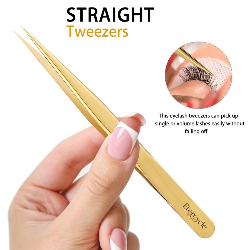 Etercycle High Precision Lash Tweezers Set - Includes 3 Stainless Steel Eyelash Tweezers for Classic Individual and Volume Lash Extensions. Complete with Storage Box - Image 3