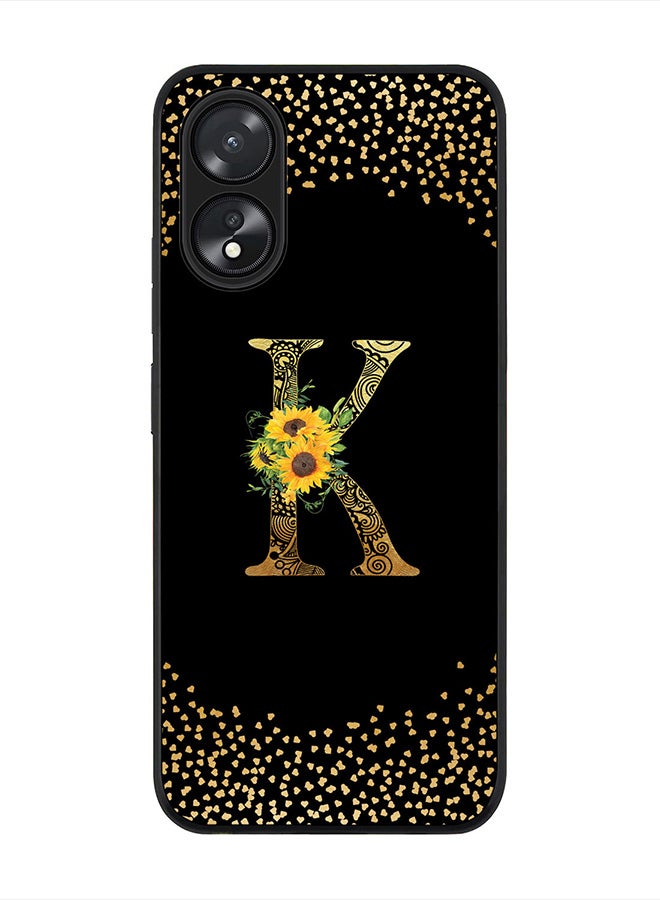 Stylizedd Rugged Black Edge case for Oppo A18 / Oppo A38, Slim fit Soft Case Custom Monogram Initial Letter Mandala Floral Pattern Alphabet-K (Black) - Image 1