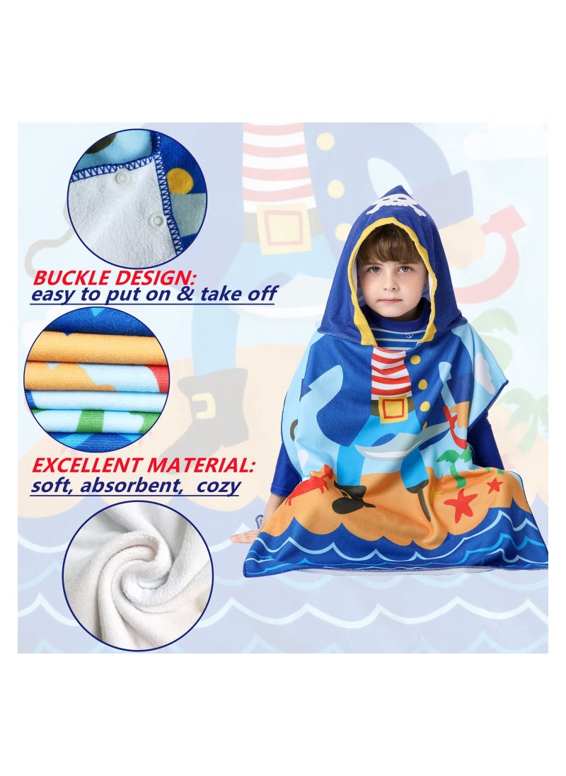 Excefore Kids Bath Towel for 1-6 Years Toddler 1Pcs Kids Hooded Towel Microfiber Bath Towel Super Soft Robe Poncho Bathrobe Boys Girls Swimming Beach Holiday Water Playing Pool Bath Coverups (Pirate)  - Image 2