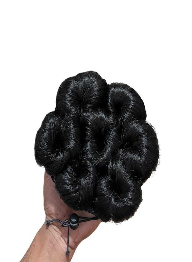 VIVIAN Bun Hair Piece With Elastic Rubber Band (Black) Hairpiece Synthetic Dory Panja Hair Scrunchies Hair Piece for Women - Image 5