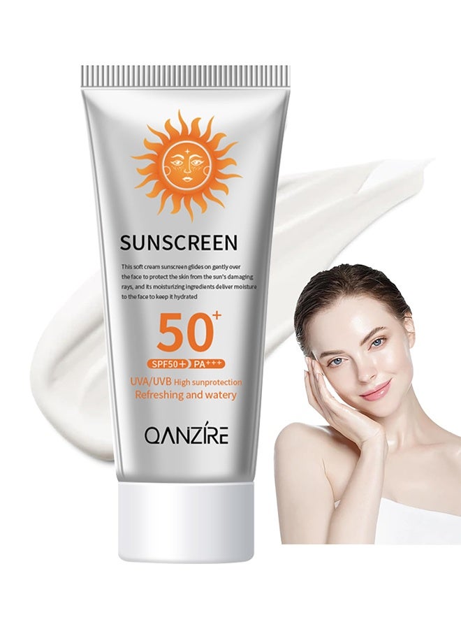  كانزير كريم واقي شمس للوجه بمؤشر SPF 50+ PA+++، كريم واقي شمس غير دهني للوجه والجسم، كريم واقي شمس مرطب مقاوم للماء للوجه، مرطب يومي للوجه للتحكم في الزيوت، ضد أشعة UVA و UVB - Image 1