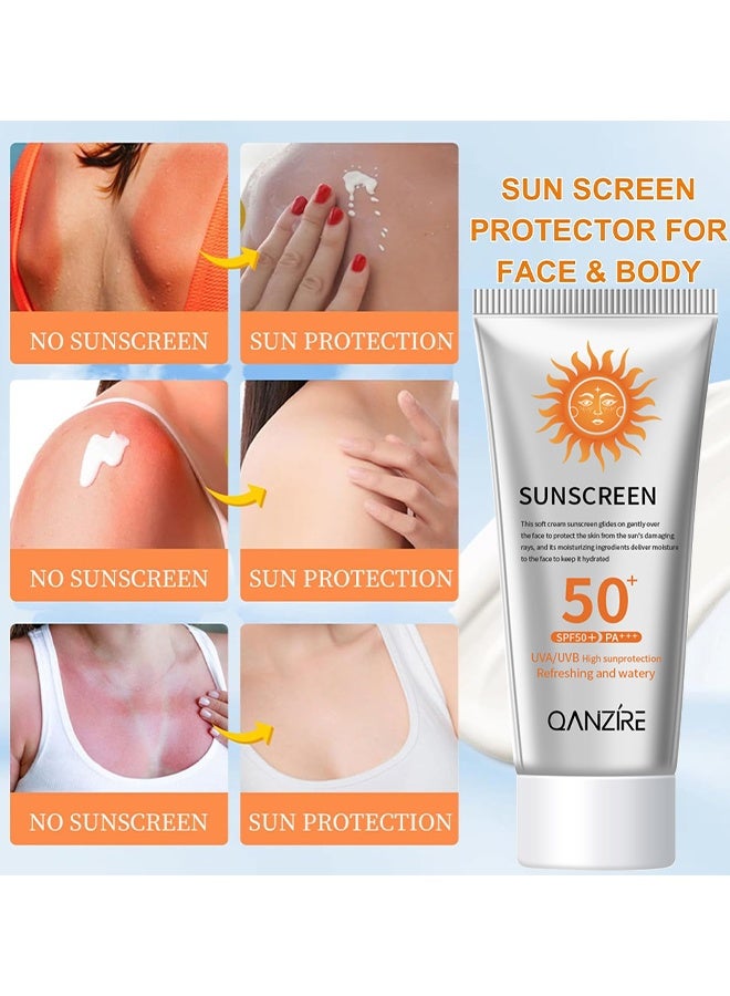  كانزير كريم واقي شمس للوجه بمؤشر SPF 50+ PA+++، كريم واقي شمس غير دهني للوجه والجسم، كريم واقي شمس مرطب مقاوم للماء للوجه، مرطب يومي للوجه للتحكم في الزيوت، ضد أشعة UVA و UVB - Image 5
