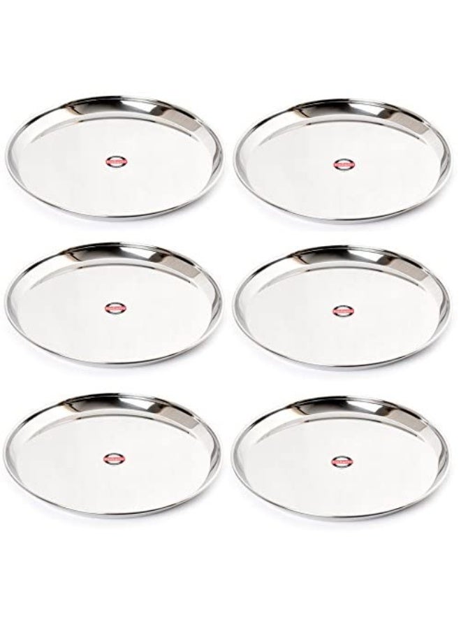 EMBASSY Kanchan Dinner Plate, Size 13, 29.7 cms (Pack of 6, Stainless Steel) - Image 1