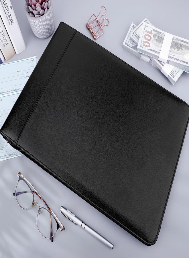 أنتنر حافظة شيكات أعمال من Antner بسحاب وسبع حلقات، تتسع لـ 600 شيك، غلاف من الجلد الصناعي، مناسبة لأوراق مقاس 9×13 بوصة، مزودة بمنظم تخزين مدمج، لون أسود. - Image 3