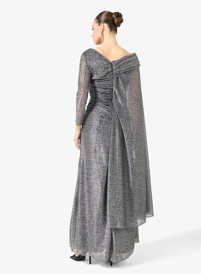 Namshi x Shimmer Draped Dress With Exaggerated Trail - Image 2