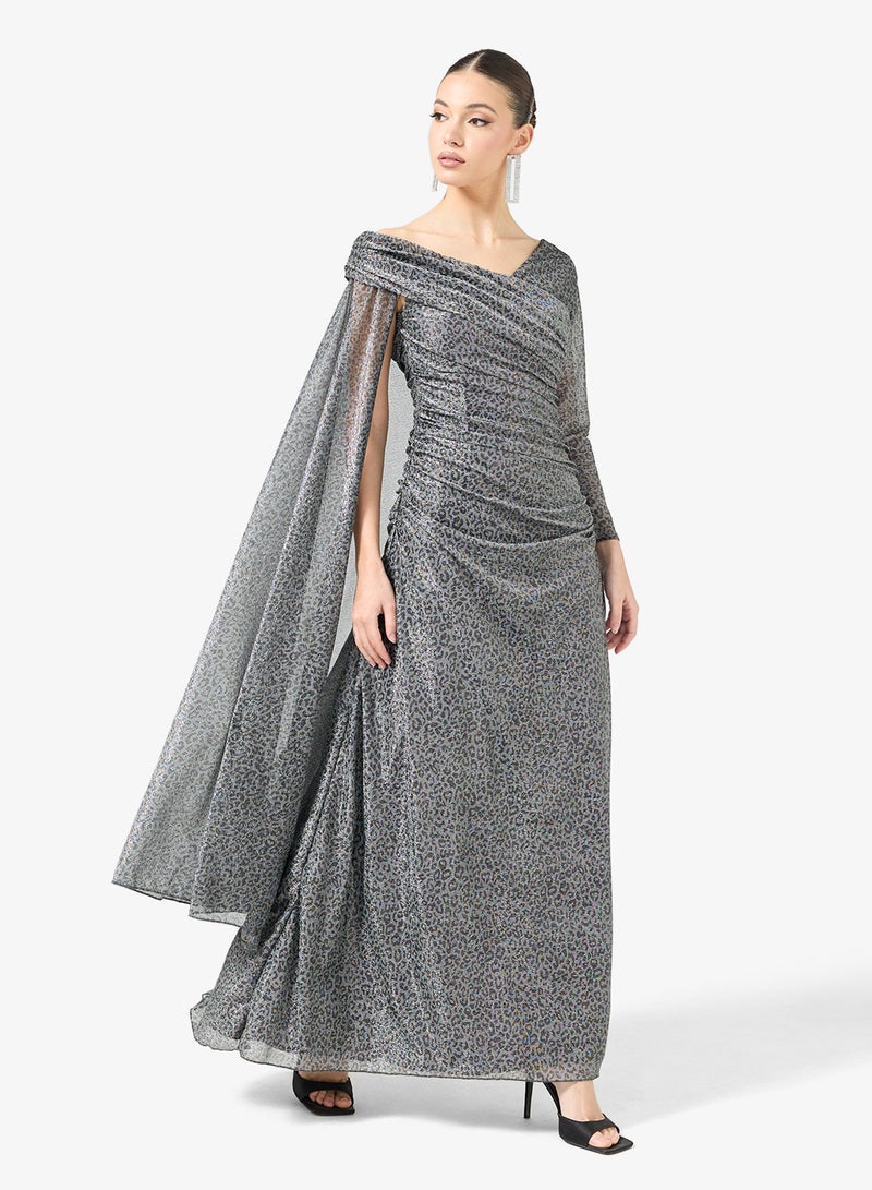 Namshi x Shimmer Draped Dress With Exaggerated Trail - Image 5