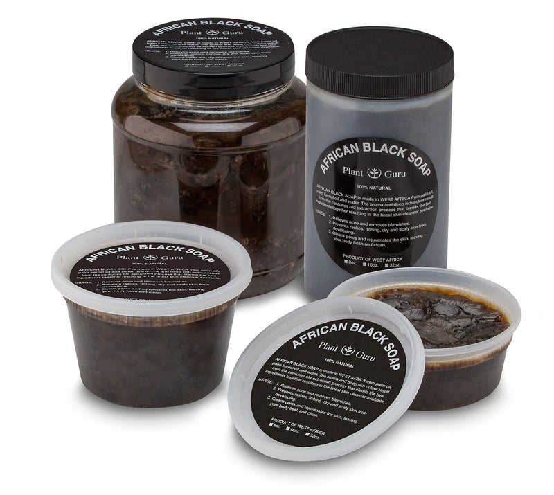Plant Guru Raw African Black Soap Paste 2 lbs / 32 oz Bulk 100% Natural From Ghana Acne Treatment, Aids Against Eczema & Psoriasis, Dry Skin, Scar Removal, Pimples and Blackhead, Face & Body Wash - Image 2