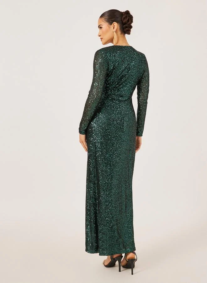 Styli Sequin Emerald Dress