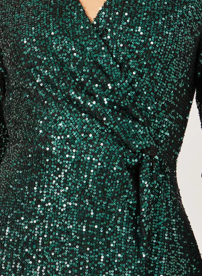Styli Sequin Emerald Dress