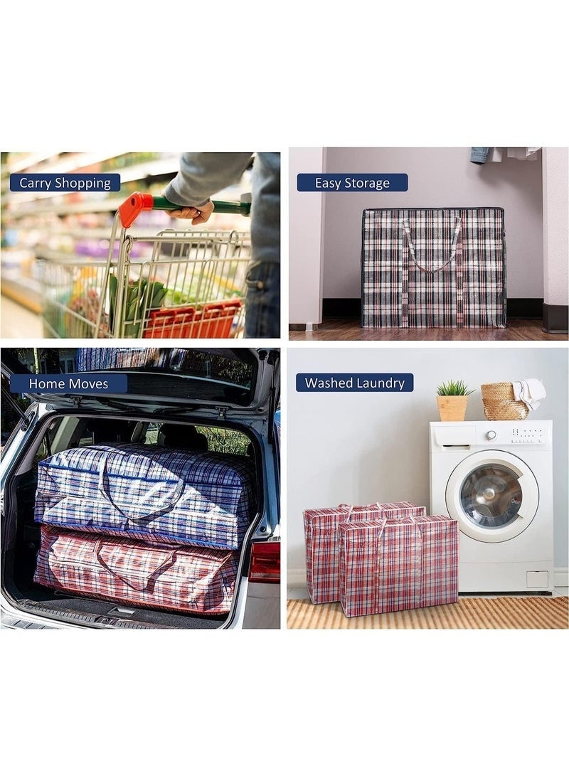Pack of 4 Strong Storage Laundry Bags – Big Moving/Shopping Bags with Zipper & Handles - Reusable Storage Zip Bag, Medium Size Heavy Duty Nylon Organizer Bags for Quilts Blankets Pillows Cloths - Image 5