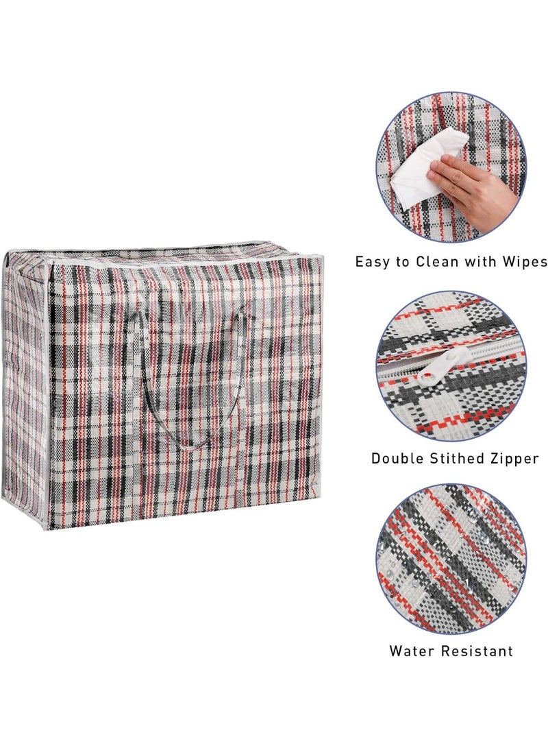 Pack of 4 Strong Storage Laundry Bags – Big Moving/Shopping Bags with Zipper & Handles - Reusable Storage Zip Bag, Medium Size Heavy Duty Nylon Organizer Bags for Quilts Blankets Pillows Cloths - Image 3