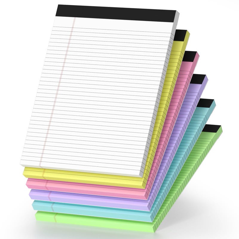 Nichela 6 Pack Legal Pads 8.5 X 11 College Ruled Colored Note Pads 8.5"" X 11"" Lined Paper Chipboard-Backed Notepad With Micro-Perforated Notebook Paper For Office & School Supplies 50 Sheets/Pad - Image 1