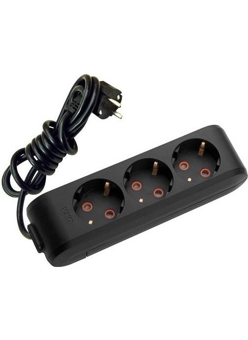 Viko Multi-Let Black Triple Socket Top Cable Outlet 5 meters 