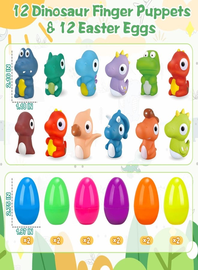 ZIRSENG 24 PCS Prefilled Easter Eggs with Dinosaur Finger Puppets, Easter Basket Stuffers for Kids Hunting Games, Easter Eggs with Toys Inside for Basket Stuffers Fillers - Image 2